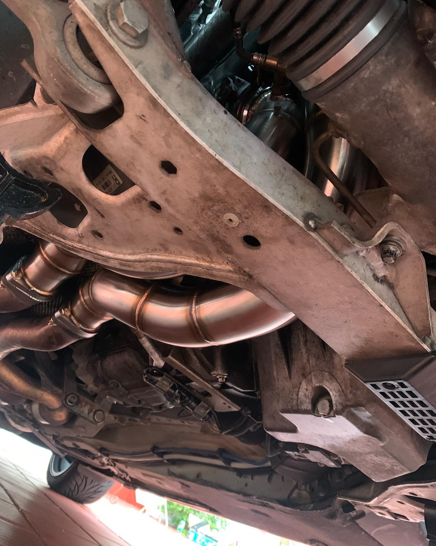BMW undercarriage exhaust and downpipe work